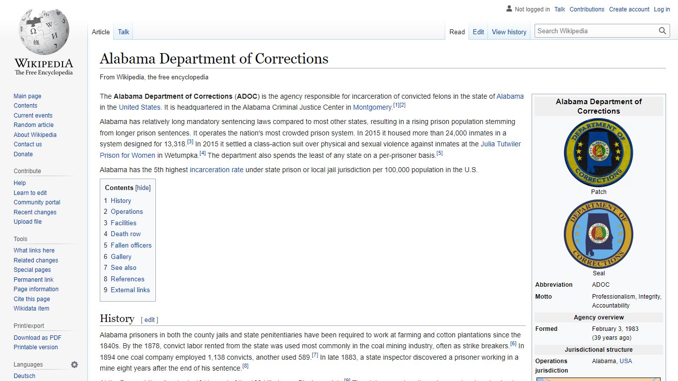 Alabama Department of Corrections - Wikipedia